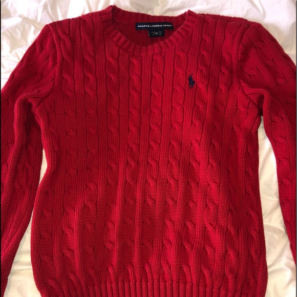 Women’s Ralph Lauren sport red cable knit sweater - Picture 2 of 2